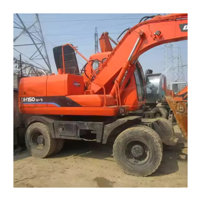 Gebruikte Doosan DH150W-7 wielgravers met originele hydraulische pomp 15 ton aardgraver